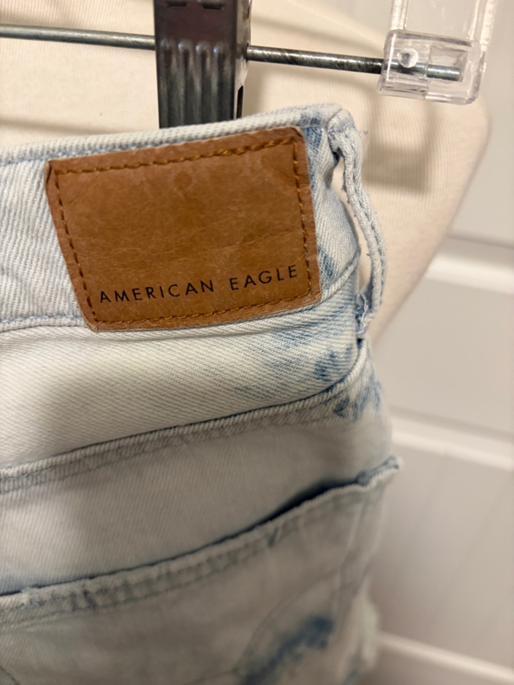 American Eagle Outfitters Blue and White Tie-Dye Denim Shorts - Picture 5 of 5